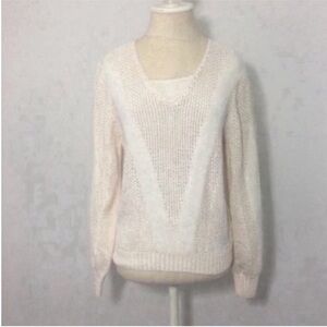 Michelle Stuart Cream V-Neck Sweater